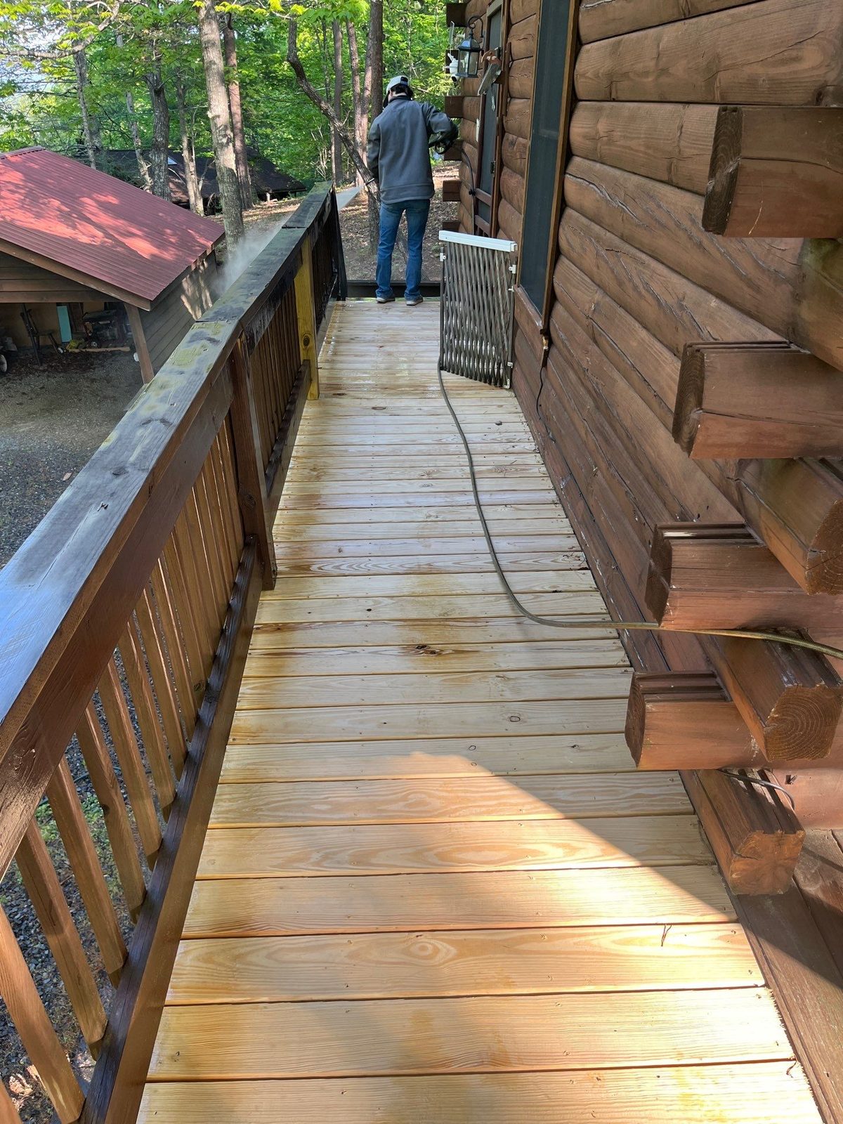 Cherry Log Deck Rebuild & Stain: photo 2 of 14
